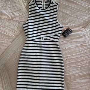 Express white and black strip dress